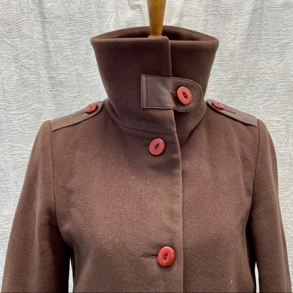 Mackage Wool/Cashmere Long Coat w Leather Trim - Picture 4 of 13